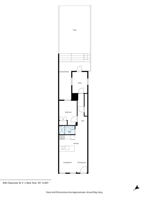 Floor plan for 1 bed, 1 bath, 1361 sqft
